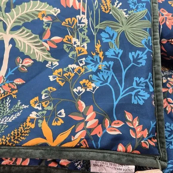 Lush Green Velvet Comforter Double Sided Tropical Distant Lands Verona KING NEW - Picture 12 of 12